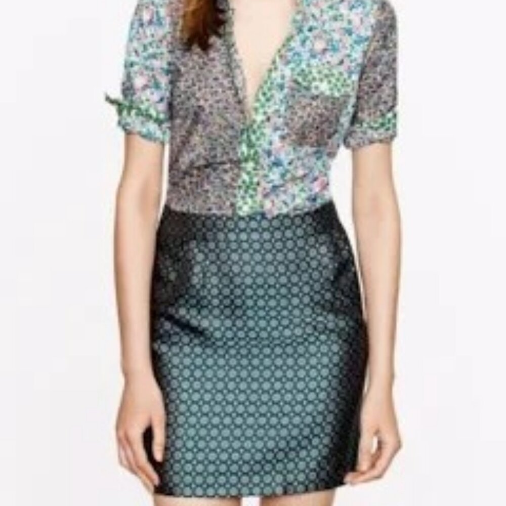 J. Crew Collection retro jade foulard silk mini skirt - Picture 5 of 16